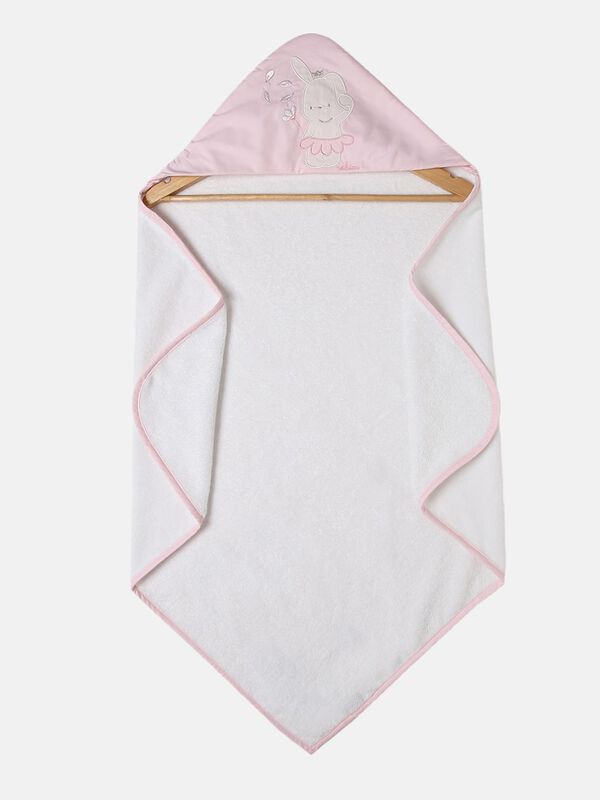White and Pink Hooded Bath Towel image number null